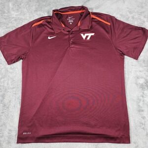 Virginia Tech Hokies Polo Shirt Mens XL Maroon Nike Dri-FIT NCAA College‎ Golf